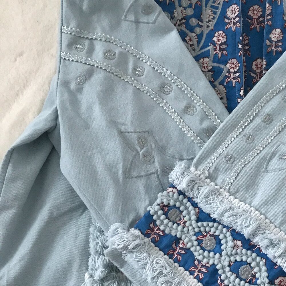 Indigo Moon Light Blue Embroidered Jean Jacket - Picture 13 of 13